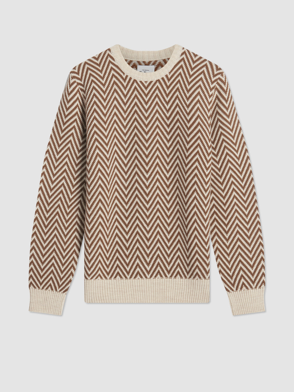 Knitwear Ben Sherman Chevron Jacquard Crewneck Blanche | QTZ-60001658